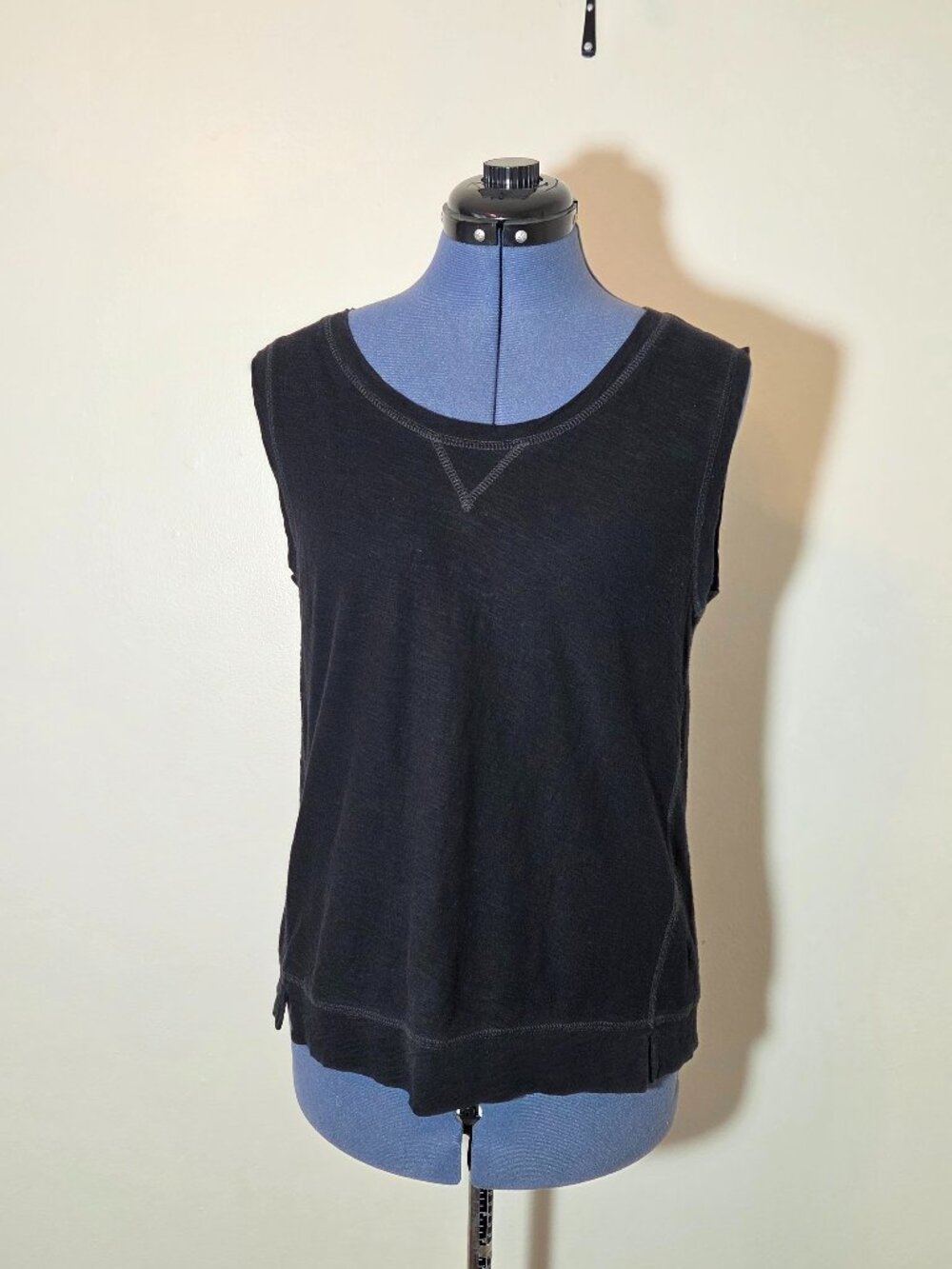 Madewell Black Split Hem Crew Neck Tank Top
